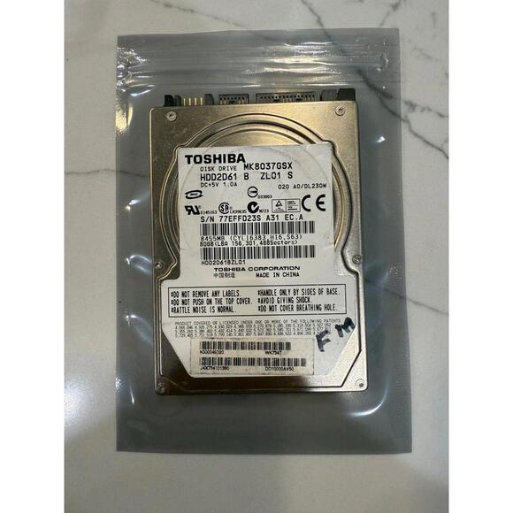 Toshiba 80GB SATA 2.5" MK8037GSX HDD2D61 2.5” Laptop HDD Hard Drive - Picture 1 of 2